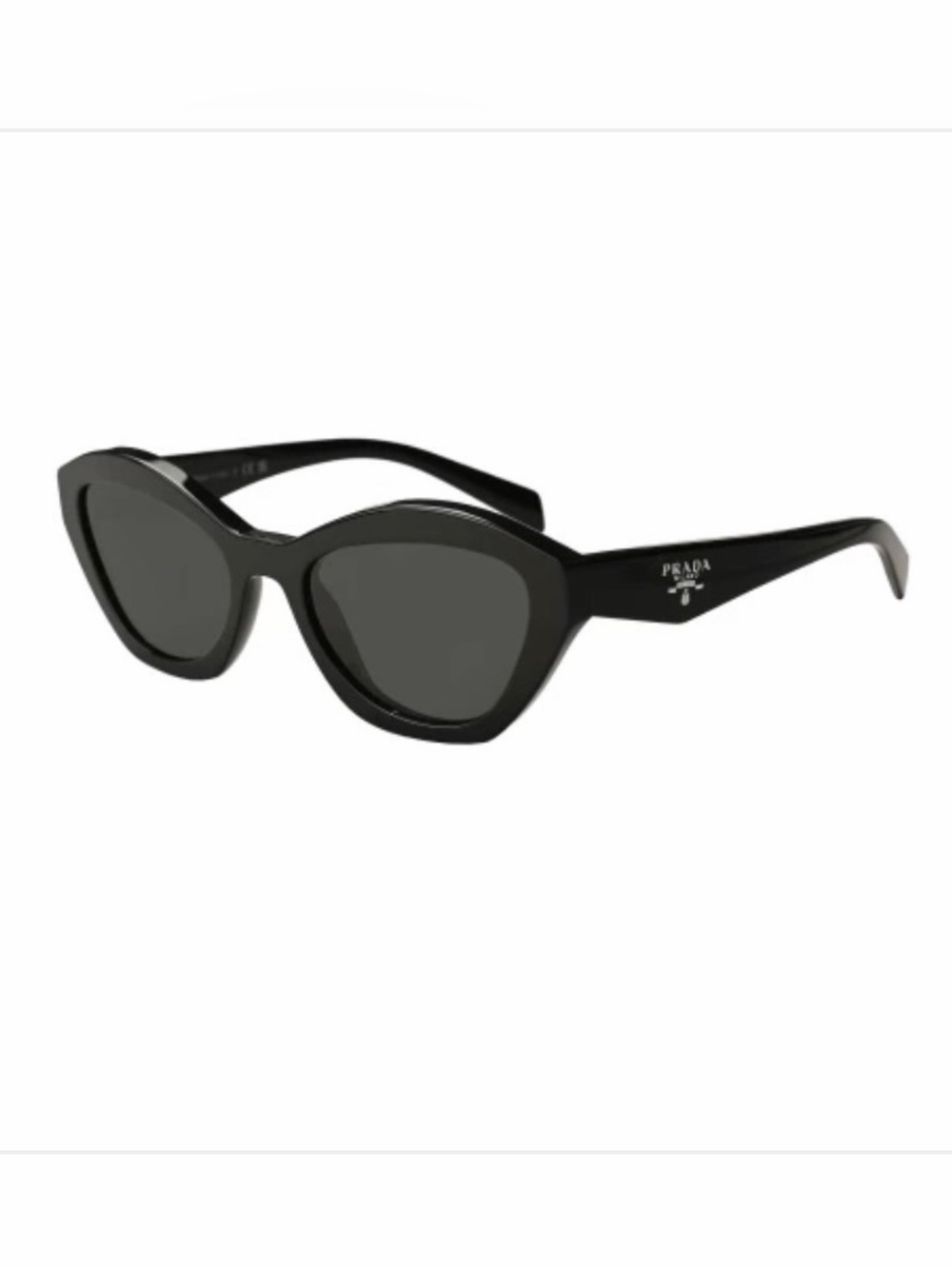 Prada Cat-Eye Butterfly Sunglasses with Logo Glossy Black - Picture 2 of 11